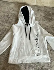 Calvin Klein White Cropped Hoodie