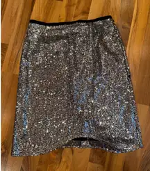 Gracia XL Silver Sequin Skirt Party‎ Cocktail Club NWT FLAW holiday costume