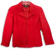 Kasper‎ Blazer Women 6P Red Open Front Lined Shoulder Pads Preppy Office Holiday