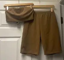 NWT  brown biker short set