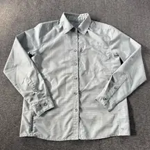 MOUNTAIN HARDWEAR Womens Canyon Shirt Small Blue Long Sleeve UPF 50 Hiking