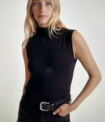 Madewell Funnel Neck Cropped Muscle Tee Black Size L