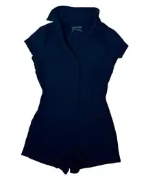 URBAN OUTFITTERS Ribbed Shorts Romper Jumper Onesie w Collar & V Neck - size XS