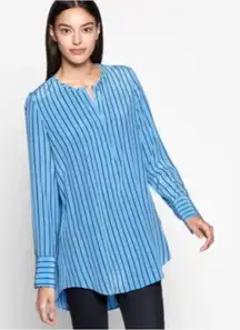 Equipment Windsor Shirt Womens Small Blue Striped Silk Long Sleeve Blouse Top