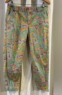 Ralph Lauren Golf‎ Paisley Print Pants Womens Colorful artsy Cropped Sz 8