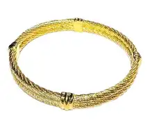 CHRISTIAN DIOR Vintage Twisted Double Cable Rope 18k Gold Plated Designer Luxury