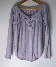 Free People Must Have Henley Waffle Knit Long Sleeve Top in Lilac Size Small