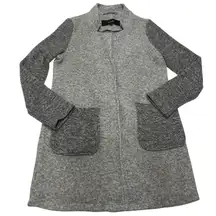Vero Moda Jacket Women XS Gray Brushed Sofia Contrast Coat Open Front