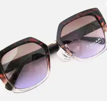 Tahari Metal Bridge Tortoise Geometric Sunglasses