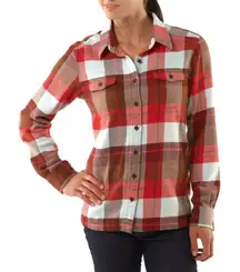 Patagonia Red & White Plaid Fjord Flannel Shirt Womens S Preppy Gorpcore Casual