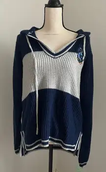 Harry Potter Ravenclaw V Neck Knit Sweater Hoodie Blue Gray Crest Logo Academia