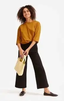 Everlane Wide Leg Cropped Pants in Black Size 0