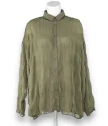 Mossy green CottageCore whimsy goth drapey super oversized blouse