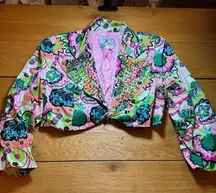 Marciano cropped studded floral blazer 2