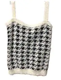 Willow & Wind Houndstooth Fuzzy Vest Tank - size S
