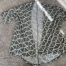 LuLaRoe Open Front Cardigan Size Small Cozy Fuzzy Black White Pattern Sweater