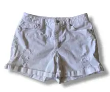 Universal Thread Women's White Denim Distressed Shorts High Rise Midi