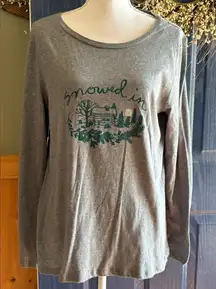 LOFT Gray 'Snowed In' Graphic Sweater size Large NWT