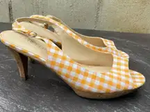 Aubrey Lynn Orange plaid heels