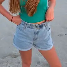 Paperbag denim jeans shorts