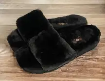 Dream Pairs Size 6.5/7 Black Fluffy Sherpa Slip On Platform Slides House Slipper