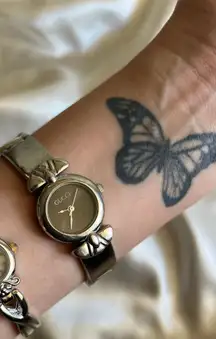 Vintage   Womens Watch With black Face And Stainless Steel Band