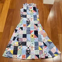 Polo Ralph Lauren Quilt-Print Patches Waffle-Knit Sleeveless Maxi Dress Size SP