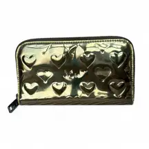 Marc by Marc Jacobs 2-Way Mirror Metallic Heart Zip-Around Wallet - Gold