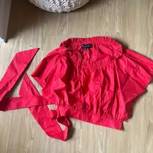 Red Saloni Off-Shoulder Top