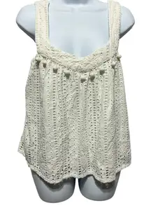 Sundance Women Babydoll Tank Top S Ivory Boho Cottage Indie Parisian Festival