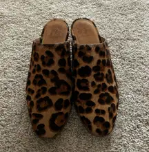 Calf Hair Leopard Mules