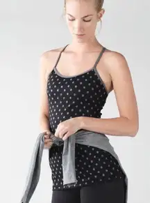 LULULEMON Size 8 Polka Dot Power Y Black Gray Yoga Workout Fitness Tank Top