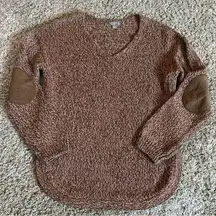 Cupcake Clothing Brown V-Neck Sweater with Elbow Patches Sz Small