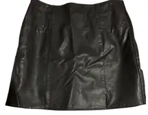 Altar'd State Black Faux Leather A-Line Skirt