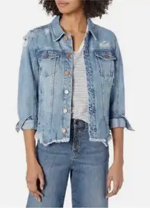 Blank NYC Jean‎ Jacket Raw Hem Distressed Destroyed Size XS Trucker Denim Coat