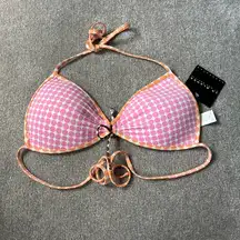 La Blanca polka dot bikini top size 12 pink orange brown white