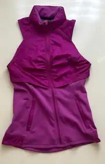 Lululemon Fuchsia Zip-Up Running Vest with Hidden Hood – Size S