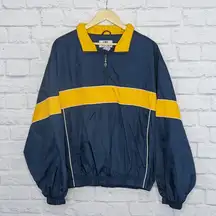 Navy Blue and Yellow Quarter Zip Windbreaker