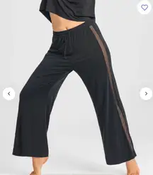 Honeylove Blisswear Wide Leg Black Drawstring Pull‎ On Pant Sheer Side Panel