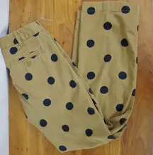 J Crew 100% Cotton Large Polka Dot Chino Pants Size 0