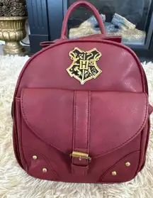 Harry Potter Hogwarts Crest Burgundy Faux Leather Mini Backpack Bag