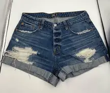 Abercrombie & Fitch Low Rise Boyfriend Shorts distressed denim shorts