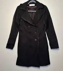 Tahari Button Trench Coat Black Size Medium