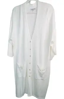 Elizabeth and James White Knit long Cardigan Size XL