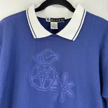 Blast Vintage Seashell Embossed Short Sleeve Polo Shirt Small Coastal Grandma