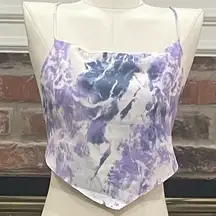 Purple marbled handkerchief halter crop top / 8 / Excellent condition
