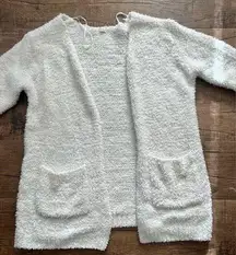 Fuzzy white knit lounge Cardigan