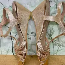 Elegant Sz8.5 Rose Gold Strappy Wedge Sandals Bella Marie