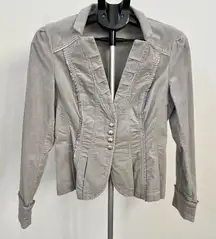 WHBM White House Black Market Grey Velvet Blazer With Satin Trim Size 6 EUC Gray