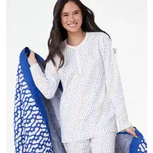 Roller Rabbit Womens Disco Hearts Long Sleeve Pajama Top Rainbow White